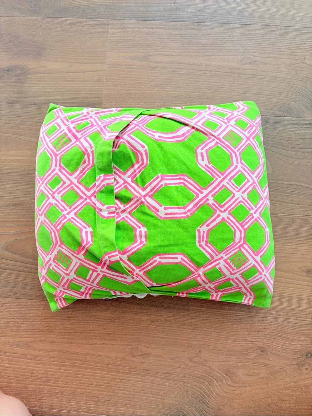 Lilly Pulitzer Pottery Barn Bright Green & Pink Geometric Throw Pillow